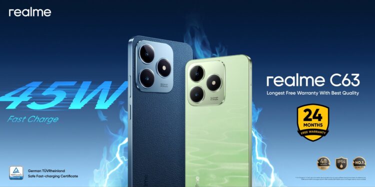 هاتف realme C63 يتميز بمواصفات وسعر مناسب وضمان مجاني 24 شهر