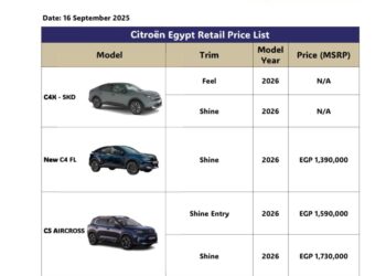 قصراوي جروب تعلن أسعار سيارات سيتروين بتخفيضات تصل إلى 160 ألف جنيه