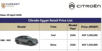 تعرف علي أحدث قائمة اسعار سيارات “ستروين” فى مصر