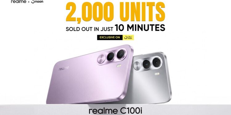 بيع 2000 وحدة من realme C100i على موقع نون في 10 دقائق