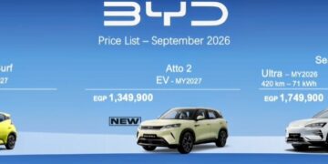 أحدث قائمة اسعار سيارات BYD في السوق المصرية
